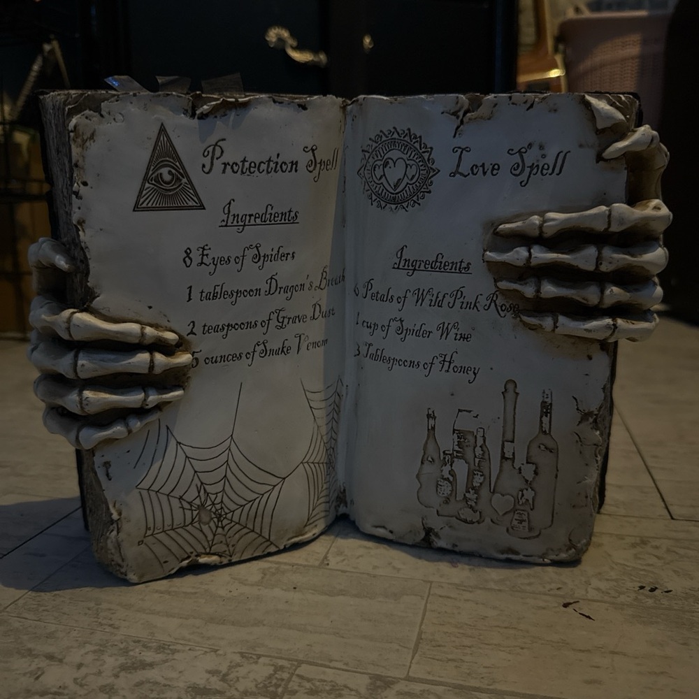 Skeleton Hands Spell Book Decor